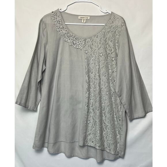 Coldwater Creek Women’s XL Gray Linen Blend 3/4 Sleeve Pullover Tunic Top Casual - Picture 1 of 7